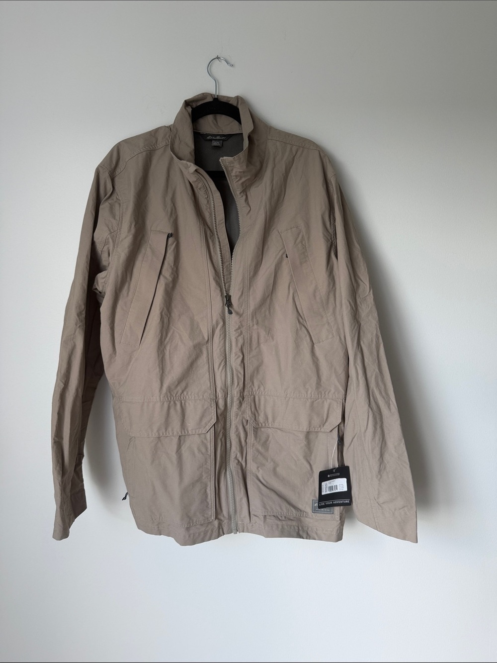 Eddie Bauer Lightweight Khaki Zip-Up Field Jacket ALKI